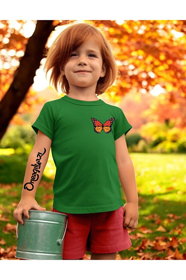 Butterfly Printed Girl's Oversize T-Shirt