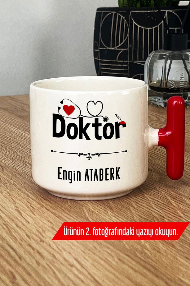 Kişiye Özel Doktor Kupa Bardak T Kulplu Kırmızı Tıp Bayramı Hediyesi G0C A3W - 3