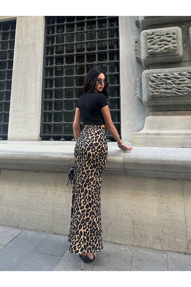 تنورة ميدي منقوشة بنقشة الفهد - 8