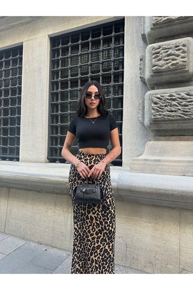 تنورة ميدي منقوشة بنقشة الفهد - 5