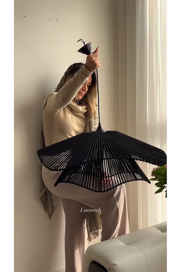 LUMİNART Rustik Tarz Bohem avize Makrome avize Salon avize Yatak Odası Avize Rattan Avize - 7