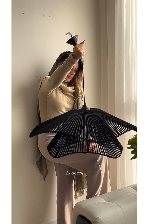 LUMİNART Rustik Tarz Bohem avize Makrome avize Salon avize Yatak Odası Avize Rattan Avize - 5