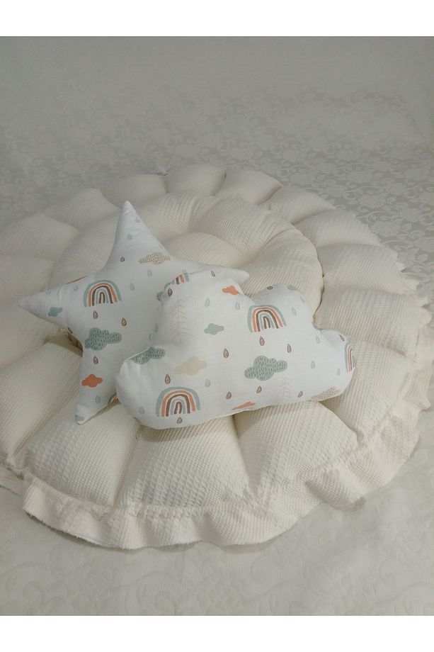 puset örtüsü puset minderi yuvarlak babynest bulut ve yıldız yastıkları emzirme yastığı battaniye - 4