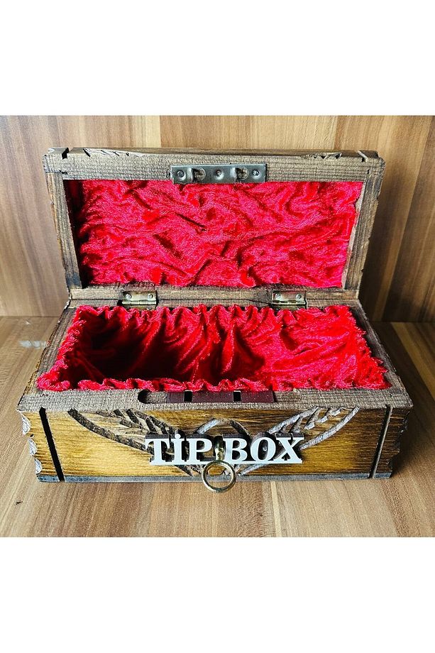 Tip Box Bahşiş Kutusu Ve Kumbara Sandık Tipi Tipbox Ceviz Ağacı Kilitli - 4