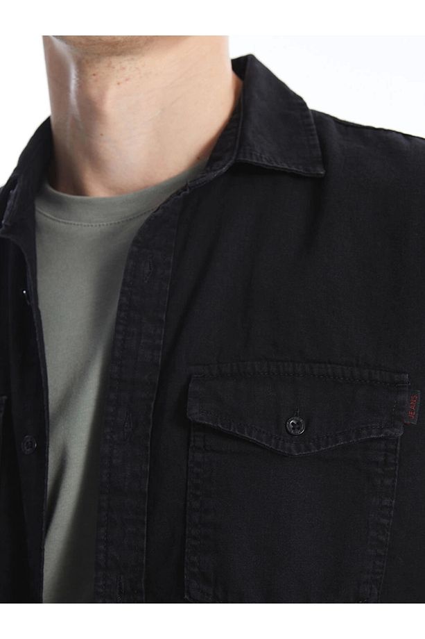 Lcw Jeans Siyah Regular Fit Uzun Kollu Erkek Jean Gömlek - 3