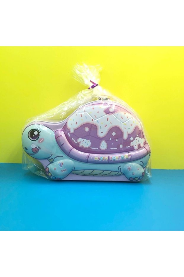 Metal Piggy Bank with Turtle Bag and Lock, Blue, 20X12-