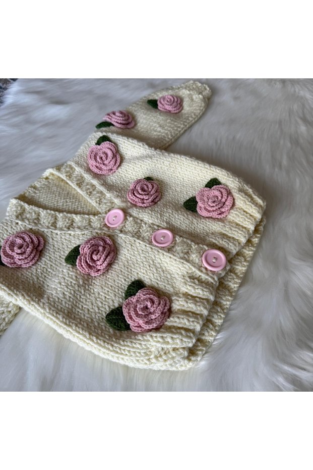 Rose Crop Children's Cardigan - Hand Knitted Baby Cardigan, Baby Gift Alize