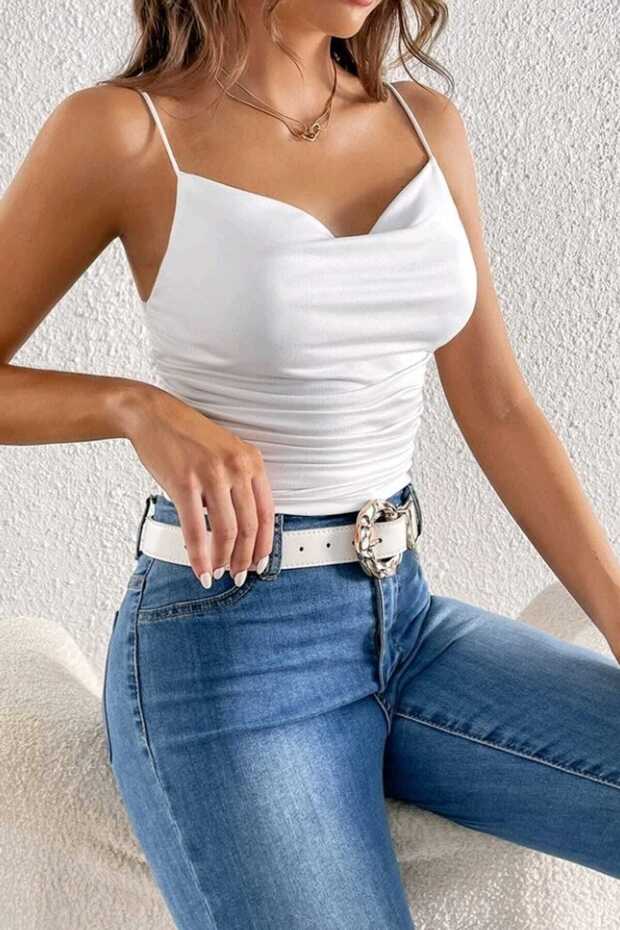 Summer Drawstring Drawstring Blouse - Undershirt Jacket Inside - 2