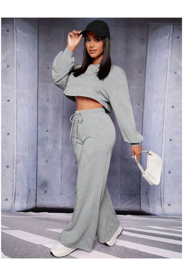 Gray Plus Size Sports Sweatpants - Stretchy, Comfortable Quality Baggy Cut Şahmodağpğ
