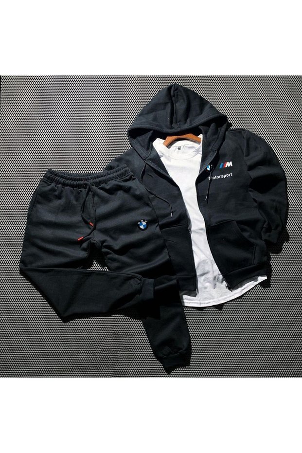 BMW Zippered Jacket and Winter Tracksuit 2-Piece Combination