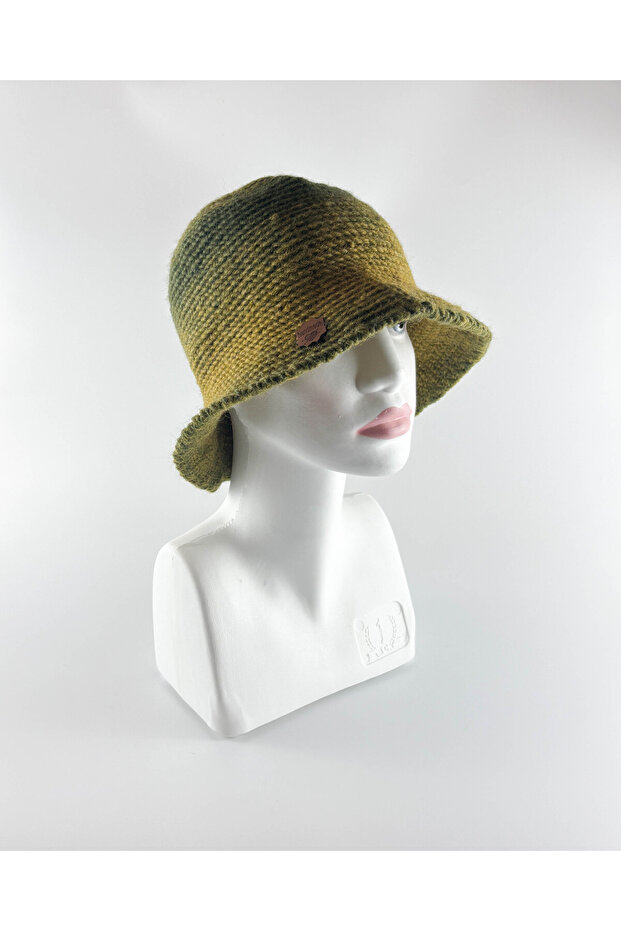 Winter Colorful Hand Knitted Green Bucket Hat