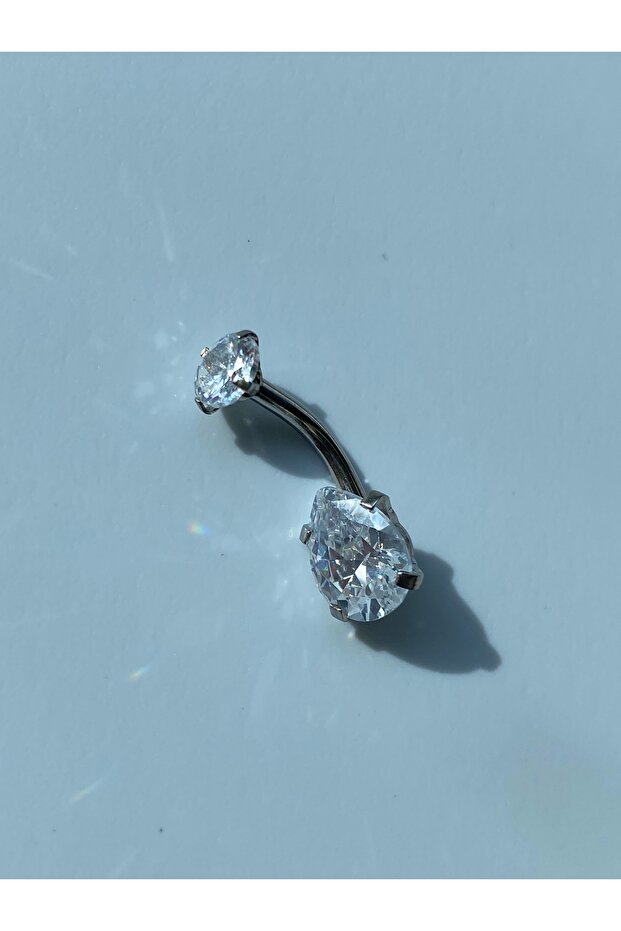 Göbek Piercing Çelik  Zirkon Taşlı Damla Model - 3