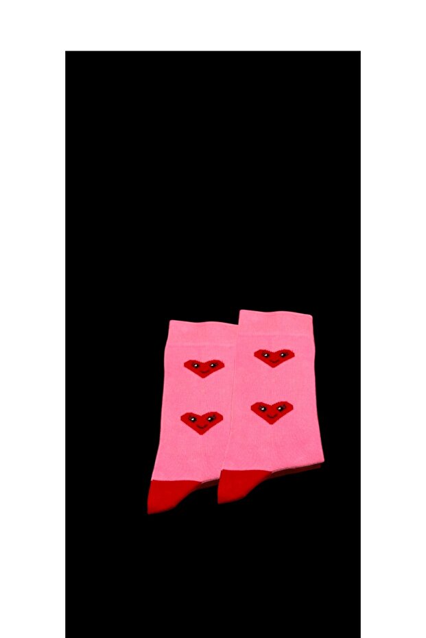 2 جوارب منقوشة على شكل قلب مبتسم - 4