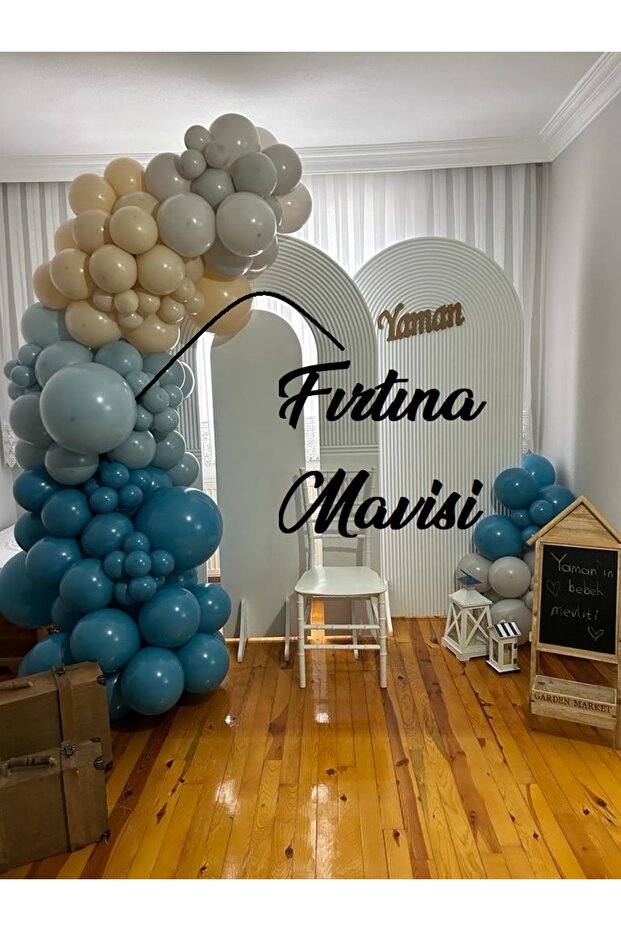 Retro Fırtına Mavisi Latex Balon 10 Adet 5 inç 12,5 cm - 2