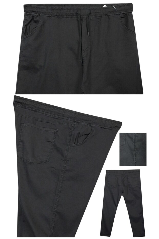 Férfi nagy méretű, fűzős Lycra Pipe Leg farmer nadrág 100-180 kiló között - 4