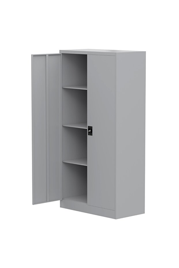 Godrej Full-Height Steel Swing Door Cupboard with Adjustable Shelves Grey Finish