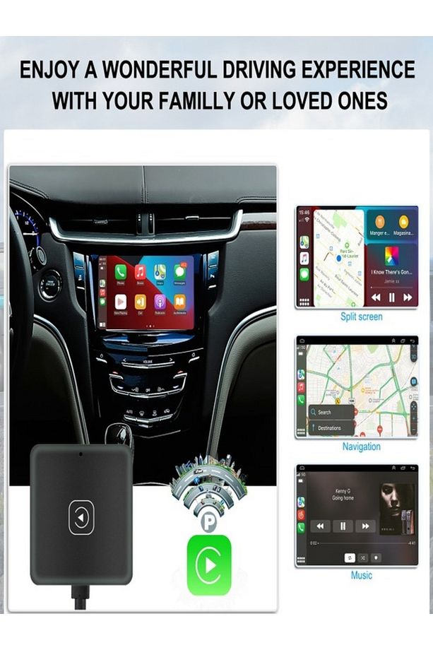 Kablosuz Carplay Android Auto Adaptörü Apple iPhone ve Android Destekli 2si1 Arada Tak Çalıştır USB - 4