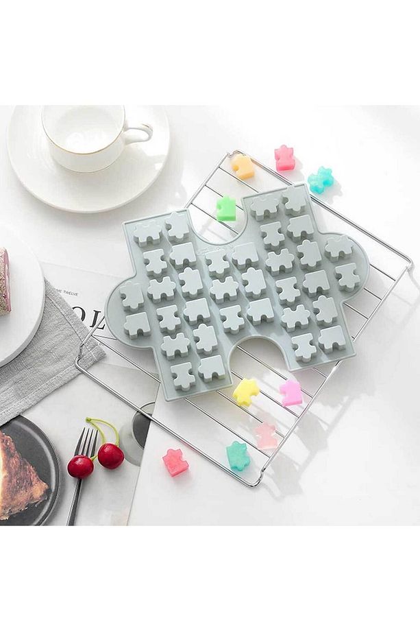 Silikon Kek Kalıp Çikolata Puzzle Şekilli Minik Puzzele Kalıbı Şeker Hamuru Jelibon Kalıbı - 4