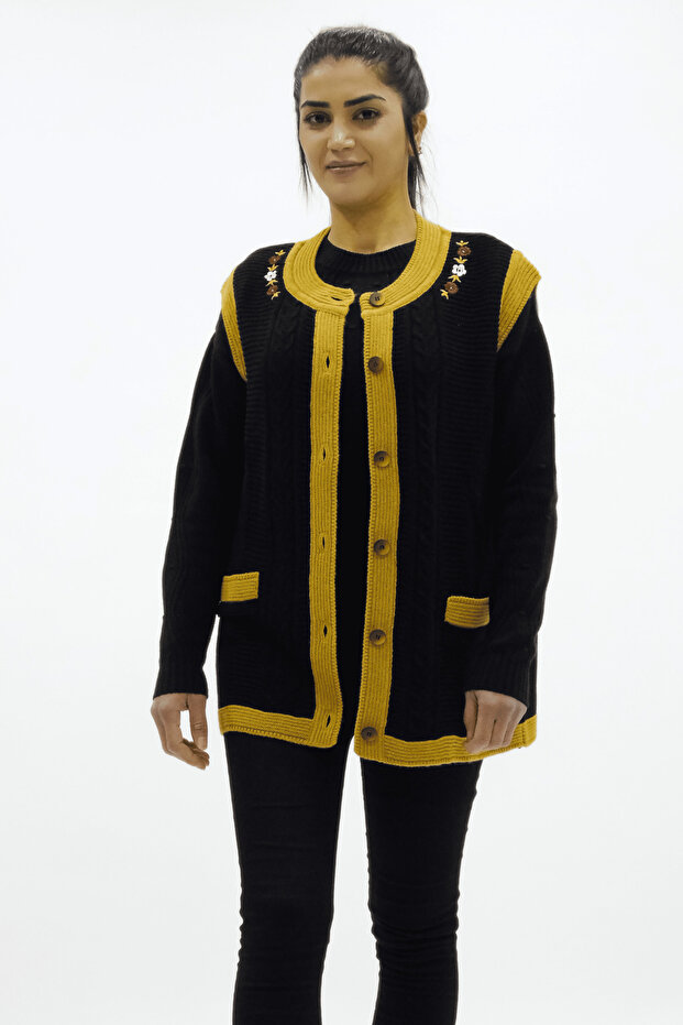 Çift Renk Triko Yelek - 1