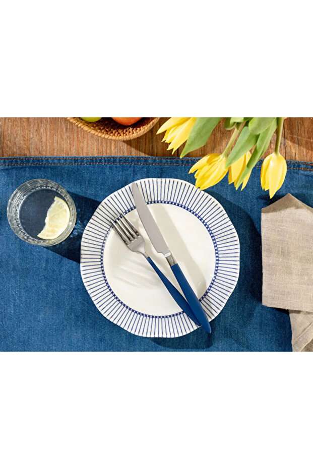 Clover Ring Porcelain Cake Plate 20 cm White - Blue 1 Piece