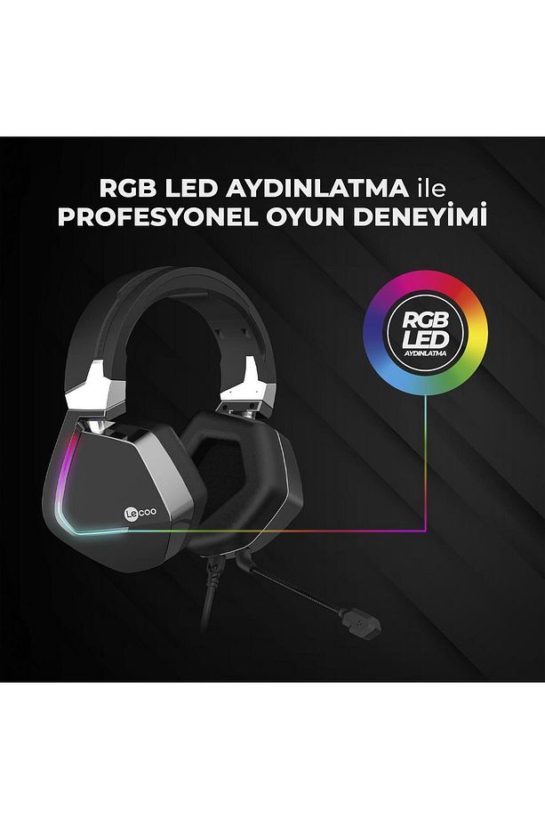 Ht402 Usb 3.5mm Jack Kablolu Rgb Çıkartılabilir Mikrofonlu Kulak Üstü Gaming Kulaklık Siyah - 6