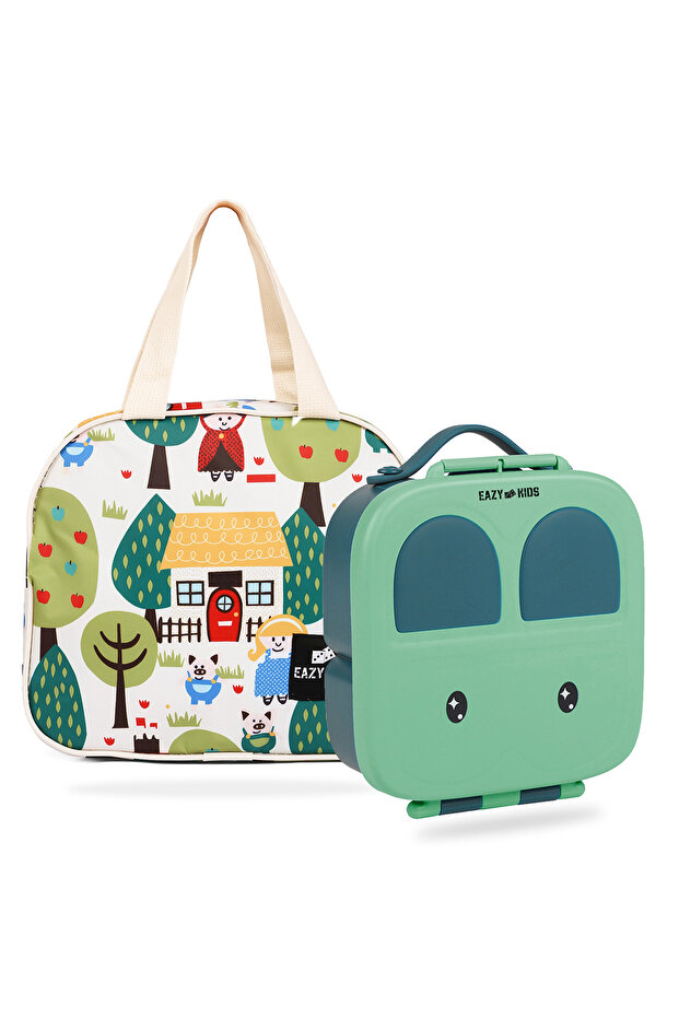 Eazy Kids Bento Box wt Insulated Lunch Bag Combo - Green