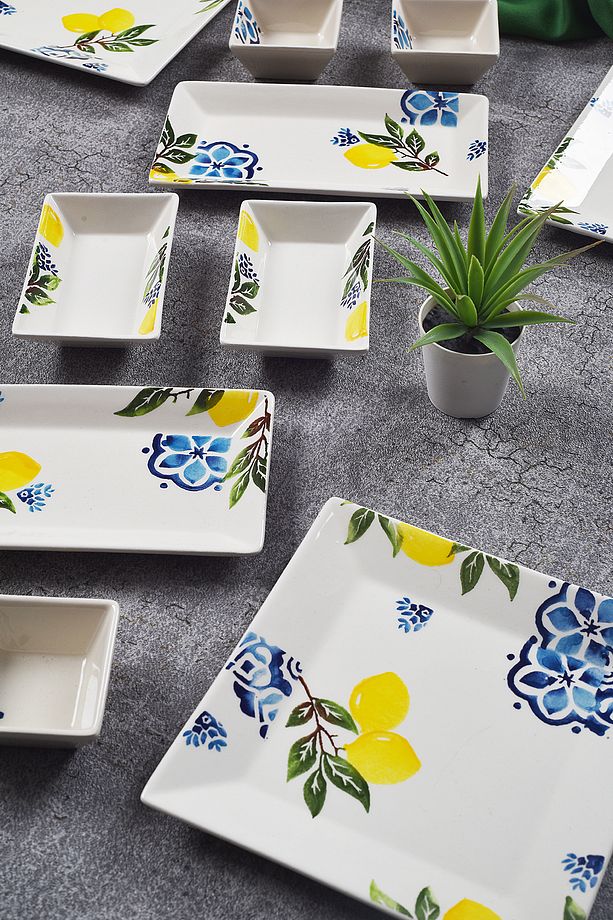 12 Parça 4 Kişilik Limon Kahvaltı Takımı Handmade Kahvaltılık Sunum Seti Servis Tabakları - 2