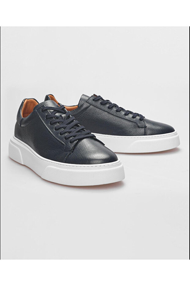 Navy Blue 100% Genuine Leather Ultra Comfortable Men's Casual Shoes Luass25Al0040