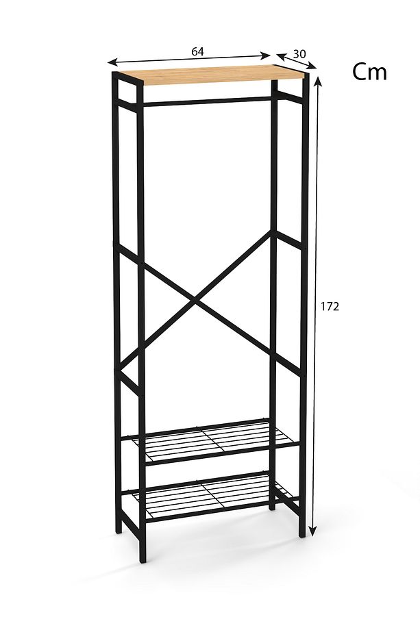 Ludlow 3 Raflı Metal Elbise Askılığı Ayakkabılık Portmanto LU15-SM - 7