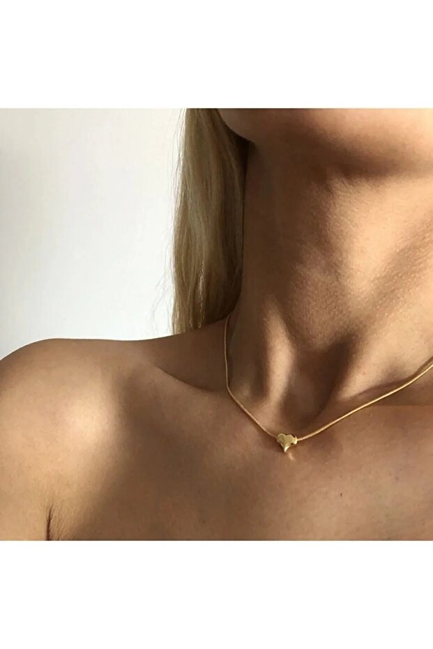Minimal Gold Çelik Kalp Kolye - 2