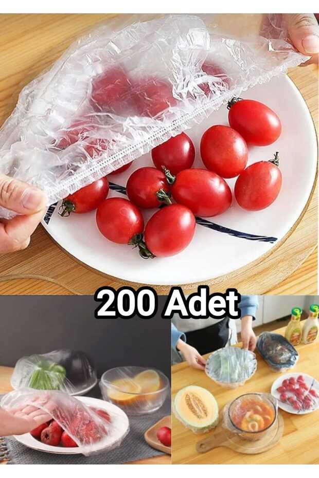 200 Adet Pratik Tazeliği Koruyan Tencere ve Tabak Bonesi | Çok Amaçlı Kapak Gıda Bonesi Poşet - 1