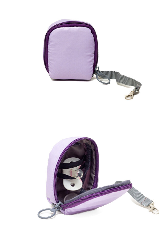 Lilac Waterproof Bondite Fabric 2-Piece Inside Elastic Pacifier Storage Bag