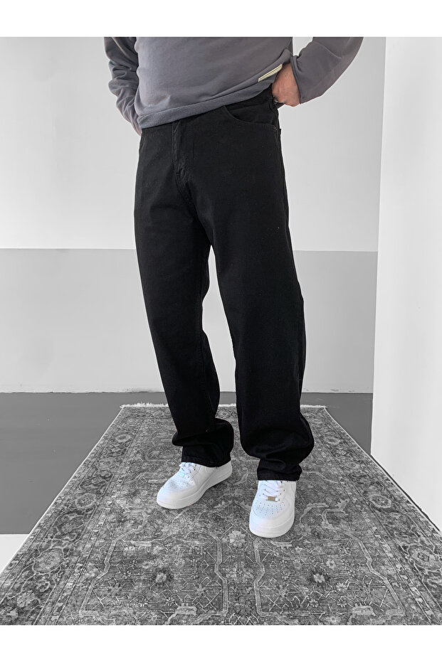 Black Baggy Fit Relaxed Fit Jean Trousers