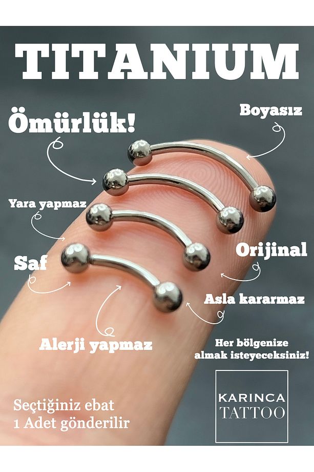 Titanyum Kıkırdak Kulak Tragus Snug Daith Rook Surface Forward Helix Flat Nipple Conch Kaş Piercing - 1