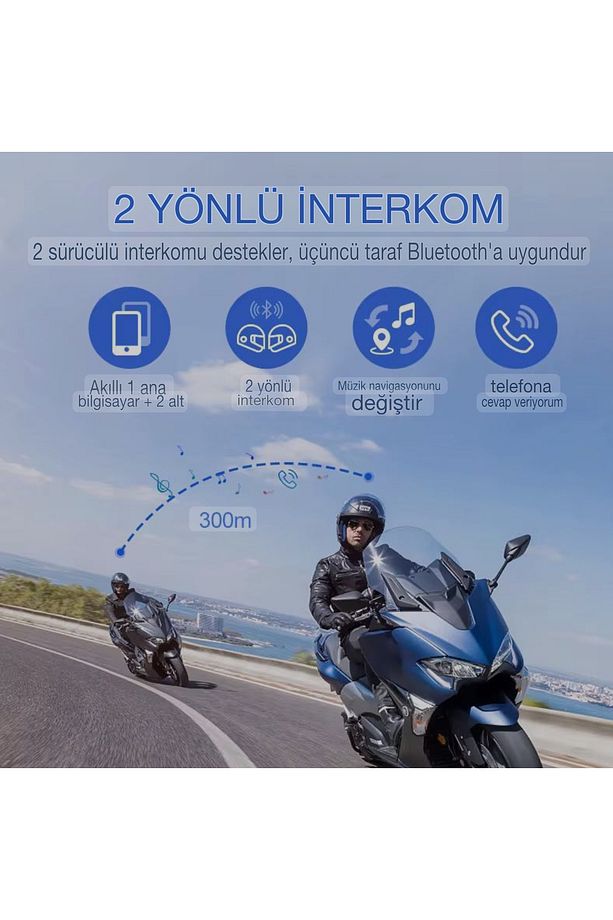 Y20 Max Motorcu Intercom – Bluetooth, 10 Saat Pil Ömrü, Yüksek Ses Kalitesi Ve Su Geçirmez - 3
