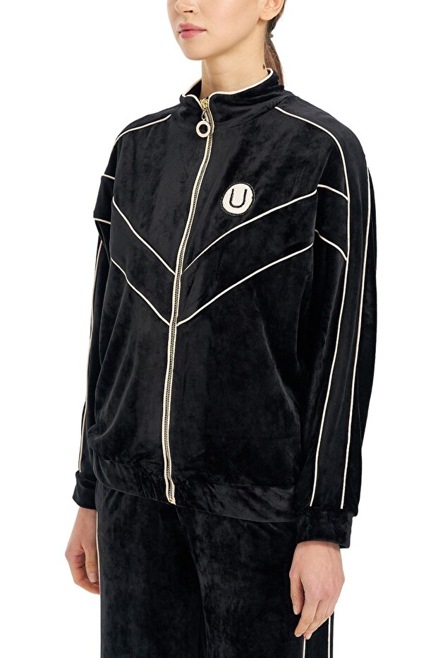 Dik Yaka Çizgili Sweatshirt - 5