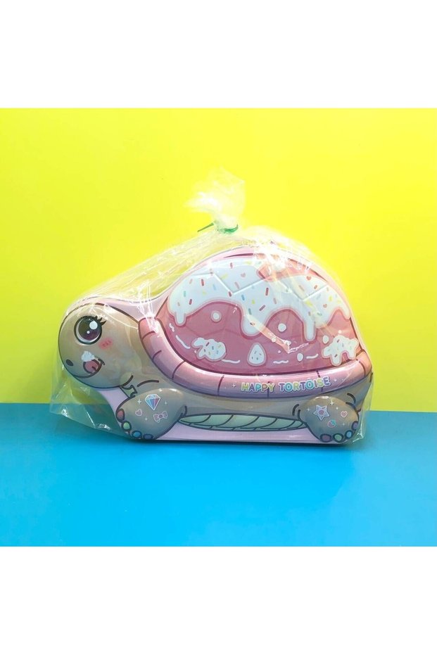 Metal Piggy Bank with Turtle Bag and Lock, Pink, 20X12-