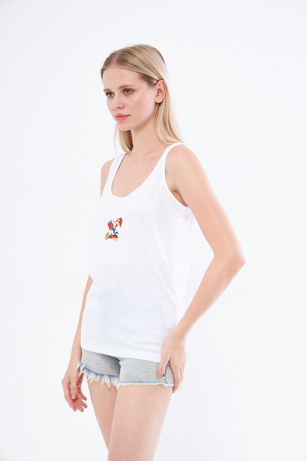 White Colored Thick Strap Athlete Undershirt - Duck Printed - 5