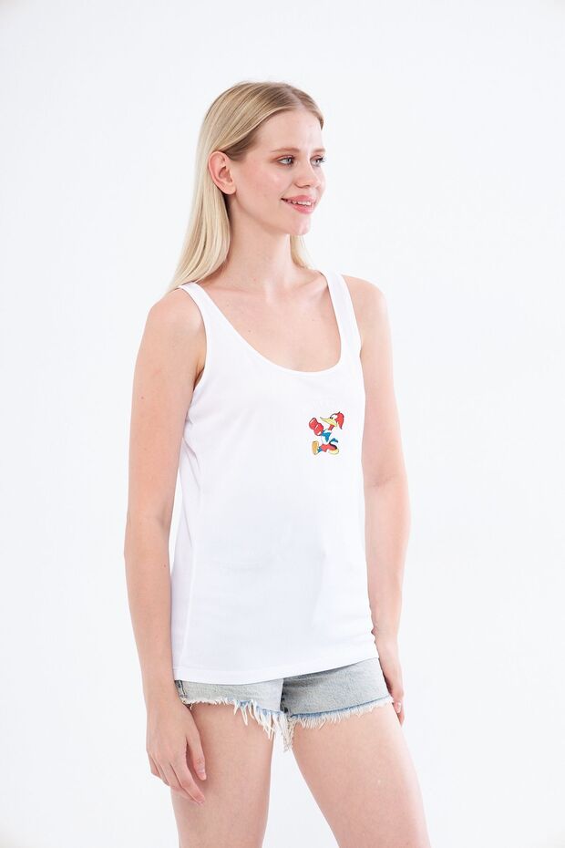 White Colored Thick Strap Athlete Undershirt - Duck Printed - 6