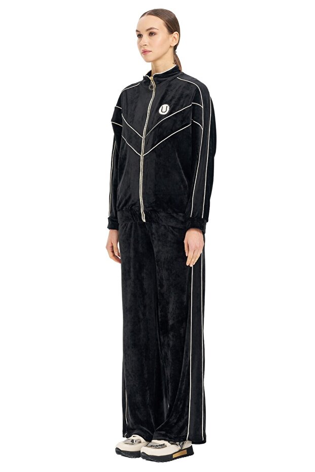 Dik Yaka Çizgili Sweatshirt - 2