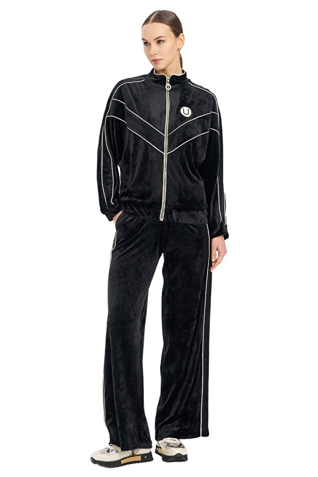 Dik Yaka Çizgili Sweatshirt - 4