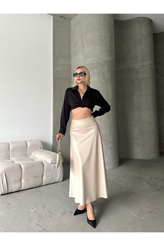 Maxi Boy Çan Deri Etek - 2