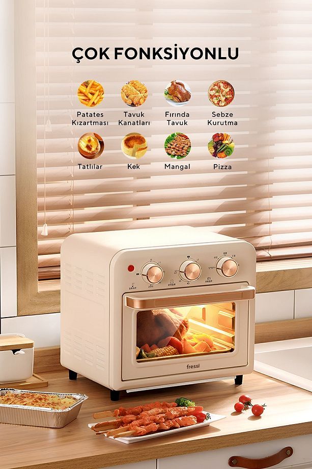 Mini Fırın Akıllı Kore Fırını Süre Ve Derece Ayarlı Airfryer Fonksiyonlu 13 Litre Fritöz Af-01 - 6