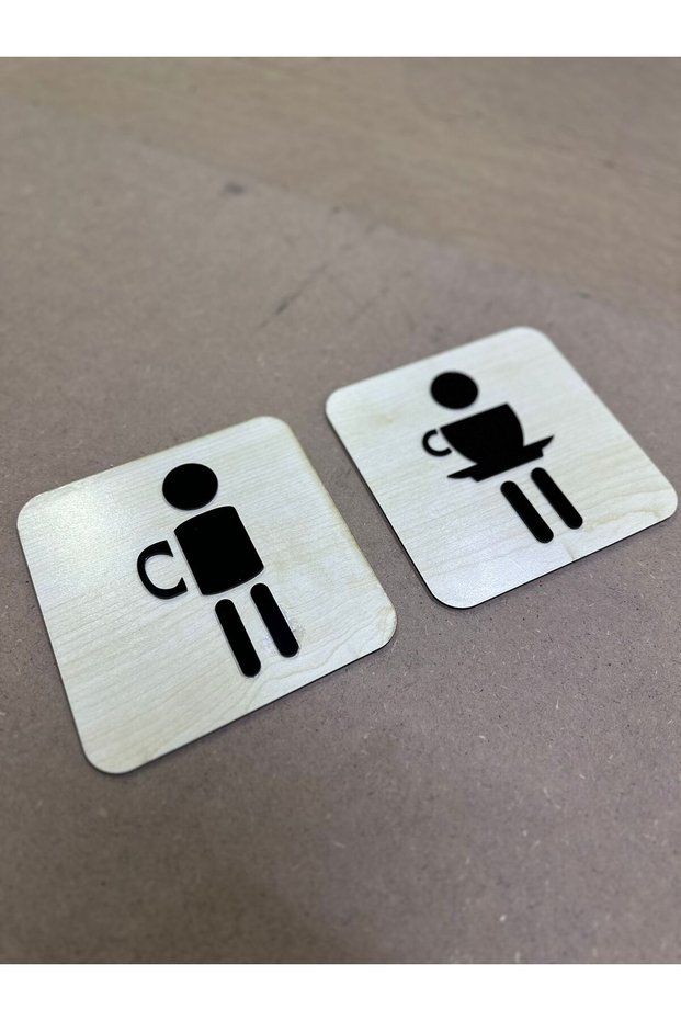 Cafe Wc Sign Mr. Set (2 Pieces) Wood - Plexi Complementary 15X15Cm
