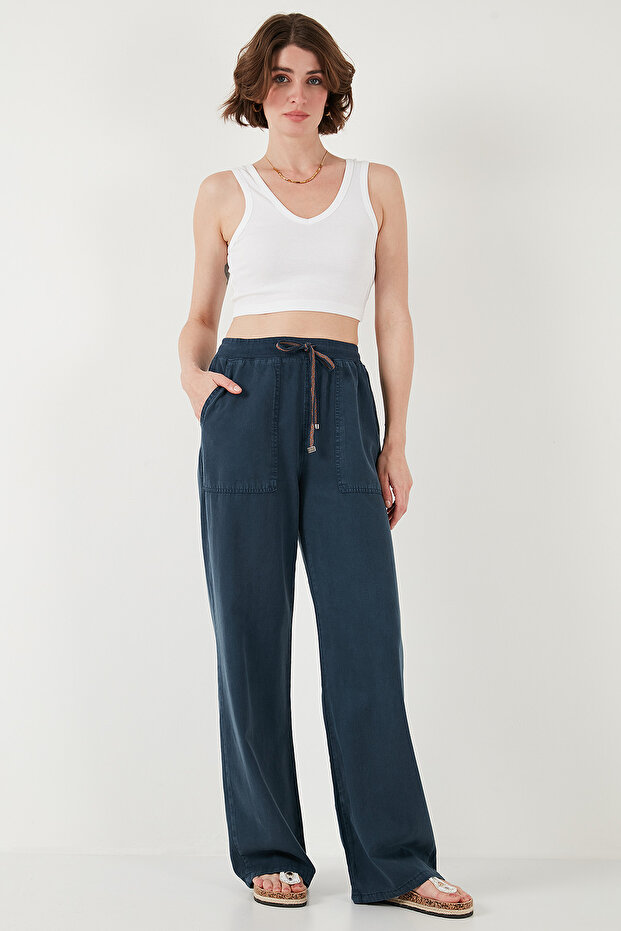 Relaxed Fit High Waist Wide Leg Pants Pants 668Yp5040