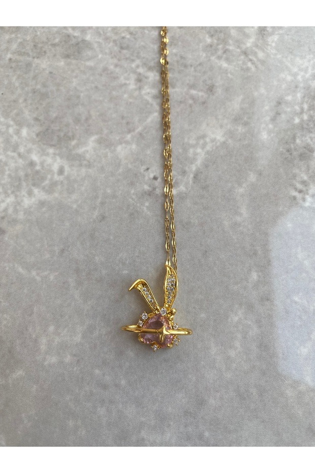 Gold Çelik Tavşan Kolye - 2