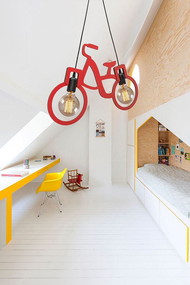Bicycle Avize Ahşap Sarkıt Modern Rustik Lamba Dekoratif Cafe Ofis Genç Çocuk Odası Salon Avize - 4