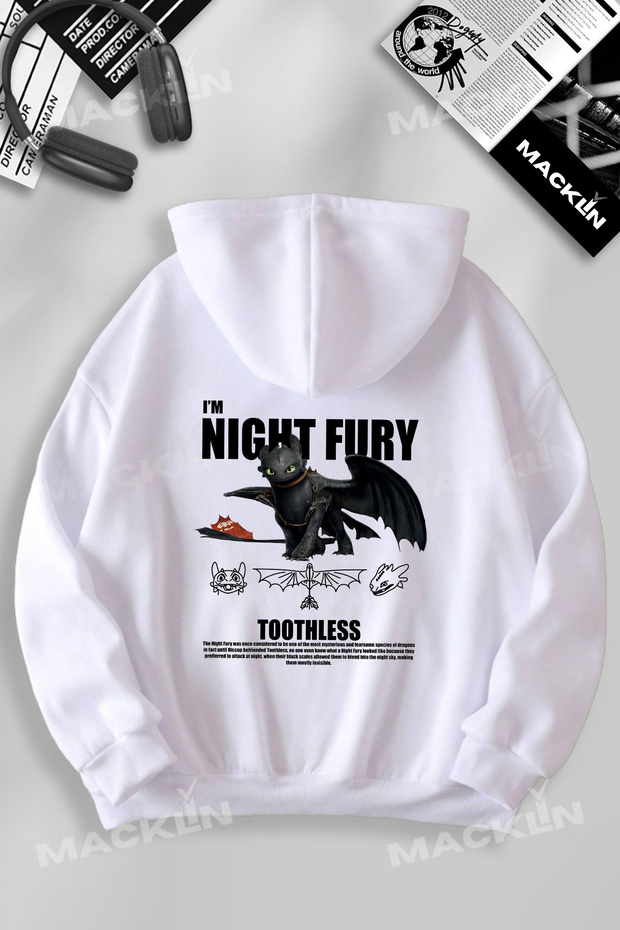 Unisex Women's Men's Night & Light Fury Dragon Printed Special Design Printed Hooded Sweatshirt
