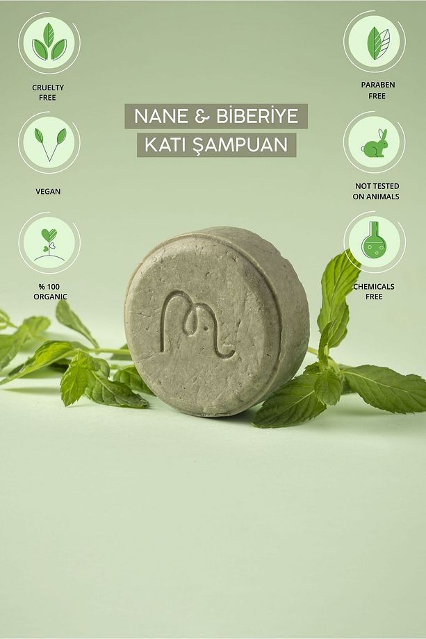 Nane & Biberiye Katı Şampuan 120 Gr, Bitkisel, %100 Doğal El Yapımı - 1