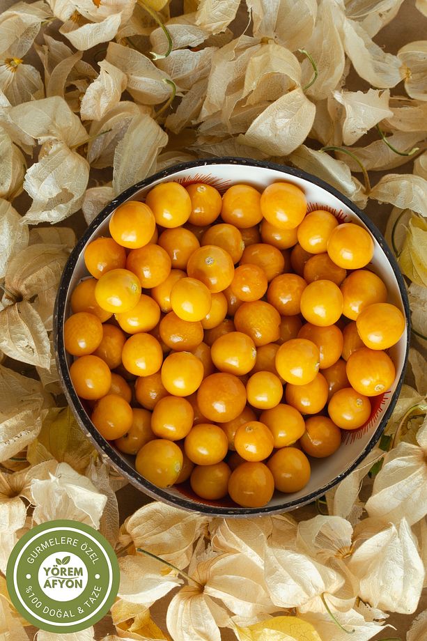 Yörem Afyon Meşhur Mersin Güneşte Kurutulmuş Doğal Altın Çilek Kurusu, Yer Kirazı,İnka Eriği | 80Gr. - 2